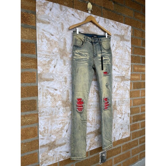 Amiri  antique indigo bandana patch jeans size 32 - Picture 2 of 12